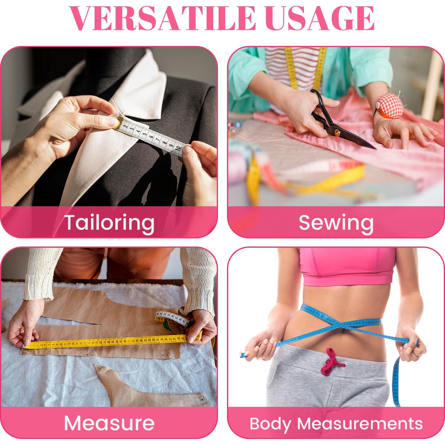 Cinta Métrica Doble Escala MYGBBKITDEC 150 cm Rosa 3 Paquete