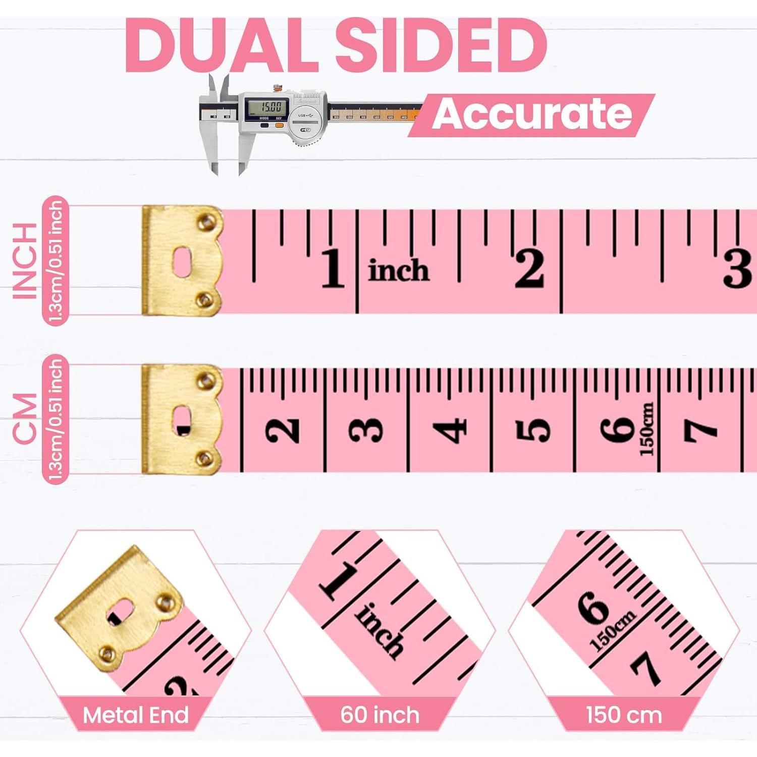 Cinta Métrica Suave Yunsailing 96 Piezas 150 cm Doble Escala