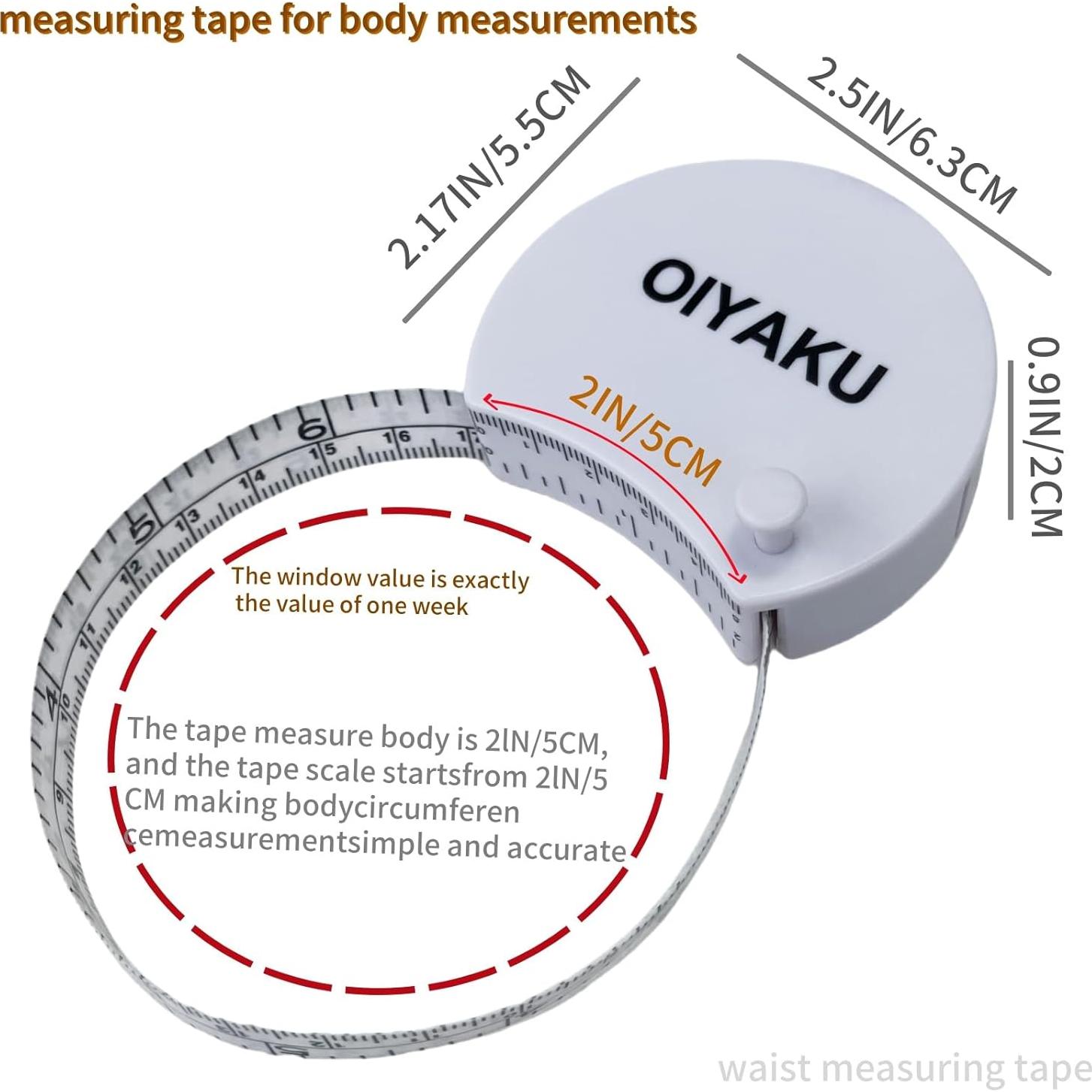 Cinta Métrica Ergonómica OIyaku 150 cm Doble Escala Fitness