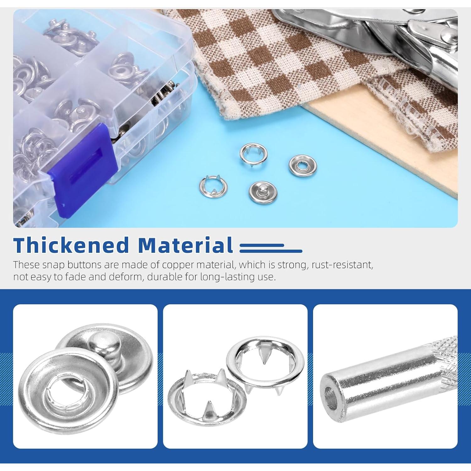 Kit de Botones de Presión de Metal Glarks 407pcs con Herramienta