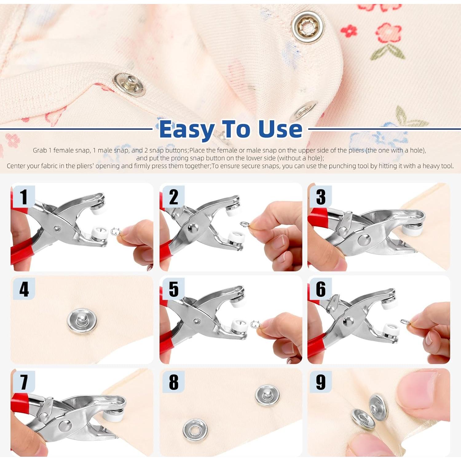 Kit de Botones de Presión de Metal Glarks 407pcs con Herramienta