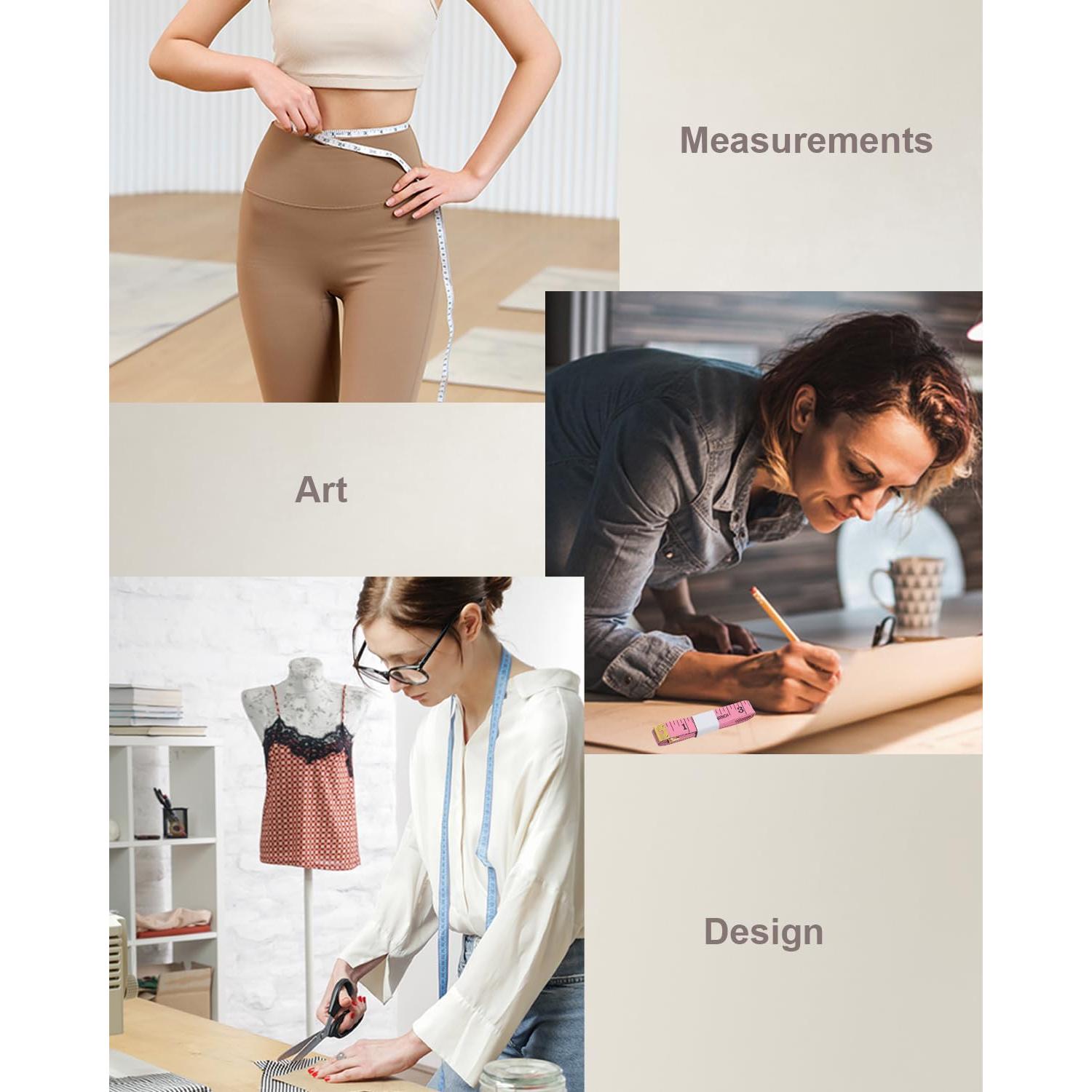 Cinta Métrica Suave Zilotusnte 150cm Doble Escala Rosa Azul Blanca