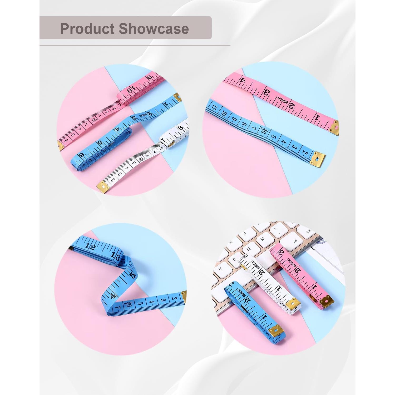 Cinta Métrica Suave Zilotusnte 150cm Doble Escala Rosa Azul Blanca