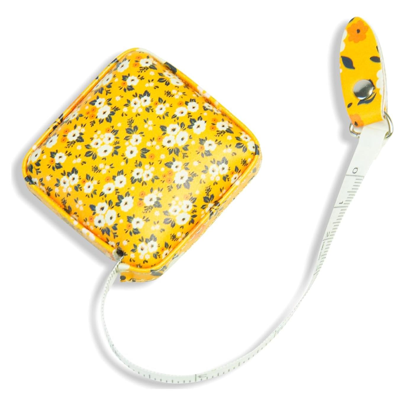 Cinta Métrica Retráctil Aaymoous 1.7m Diseño Floral Amarillo