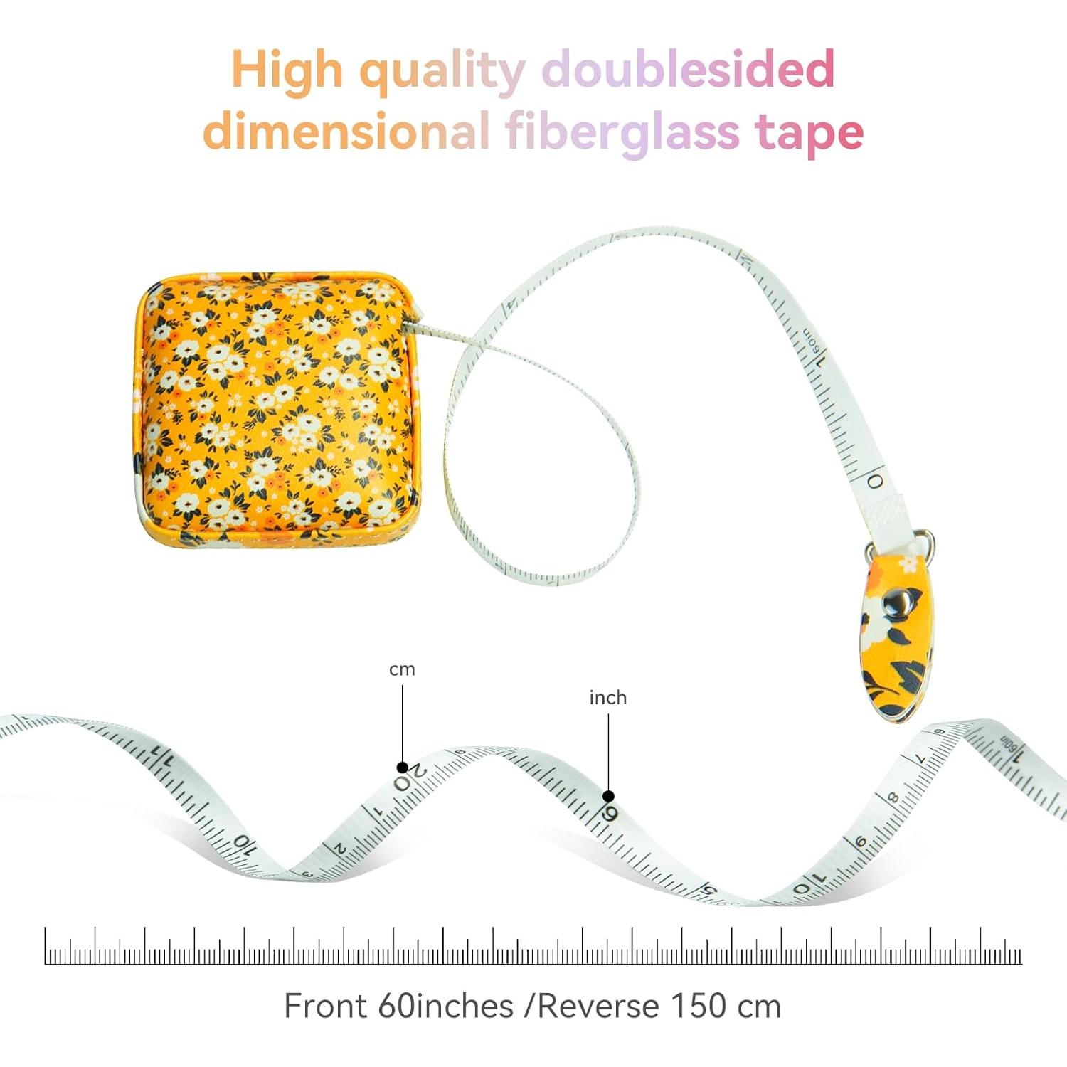 Cinta Métrica Retráctil Aaymoous 1.7m Diseño Floral Amarillo