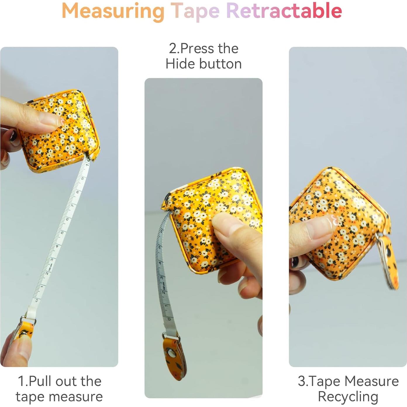 Cinta Métrica Retráctil Aaymoous 1.7m Diseño Floral Amarillo