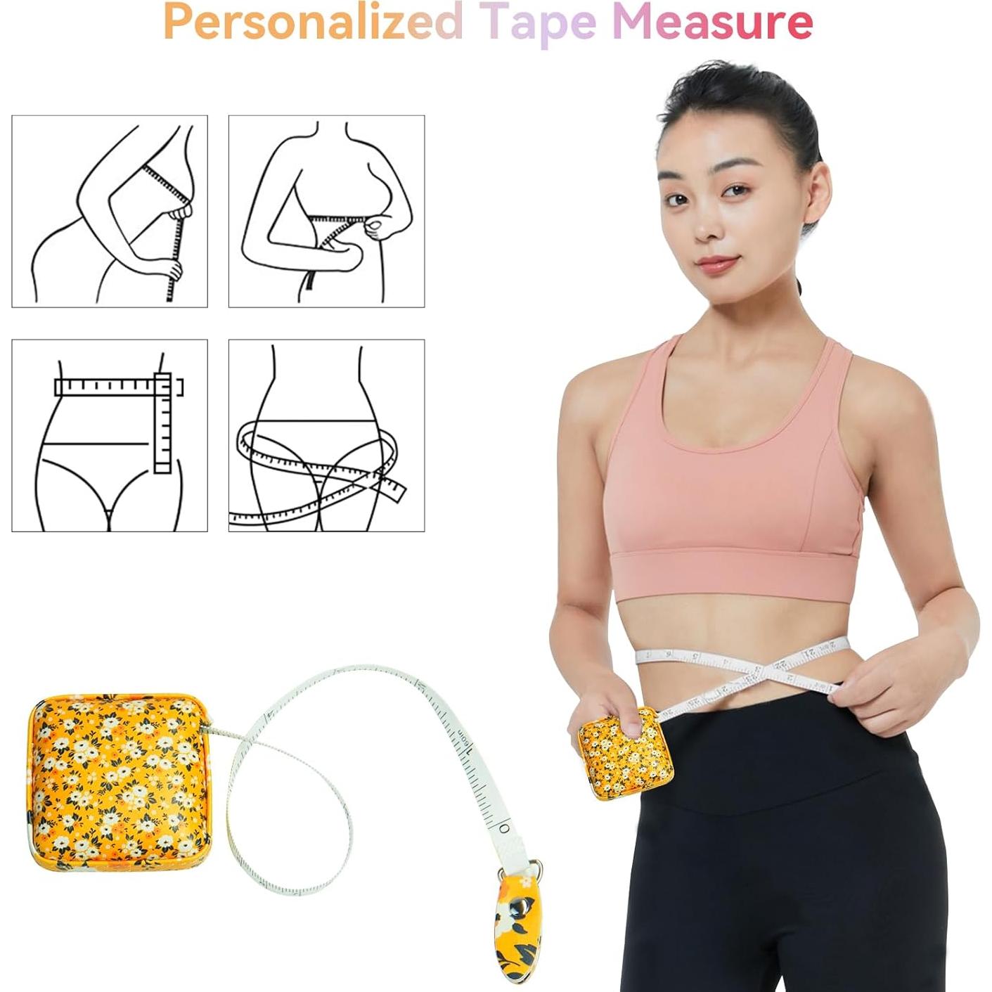 Cinta Métrica Retráctil Aaymoous 1.7m Diseño Floral Amarillo