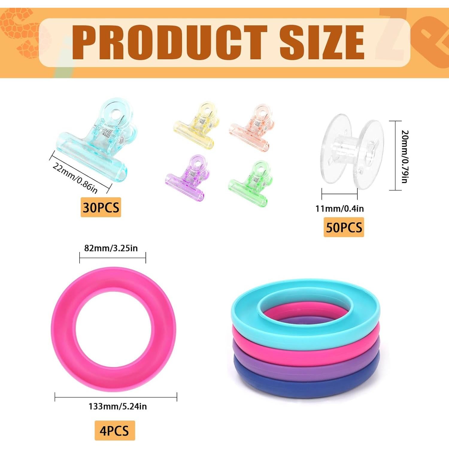 Kit Organizador de Bobinas Tanstic 84 Piezas Silicona 4 Colores