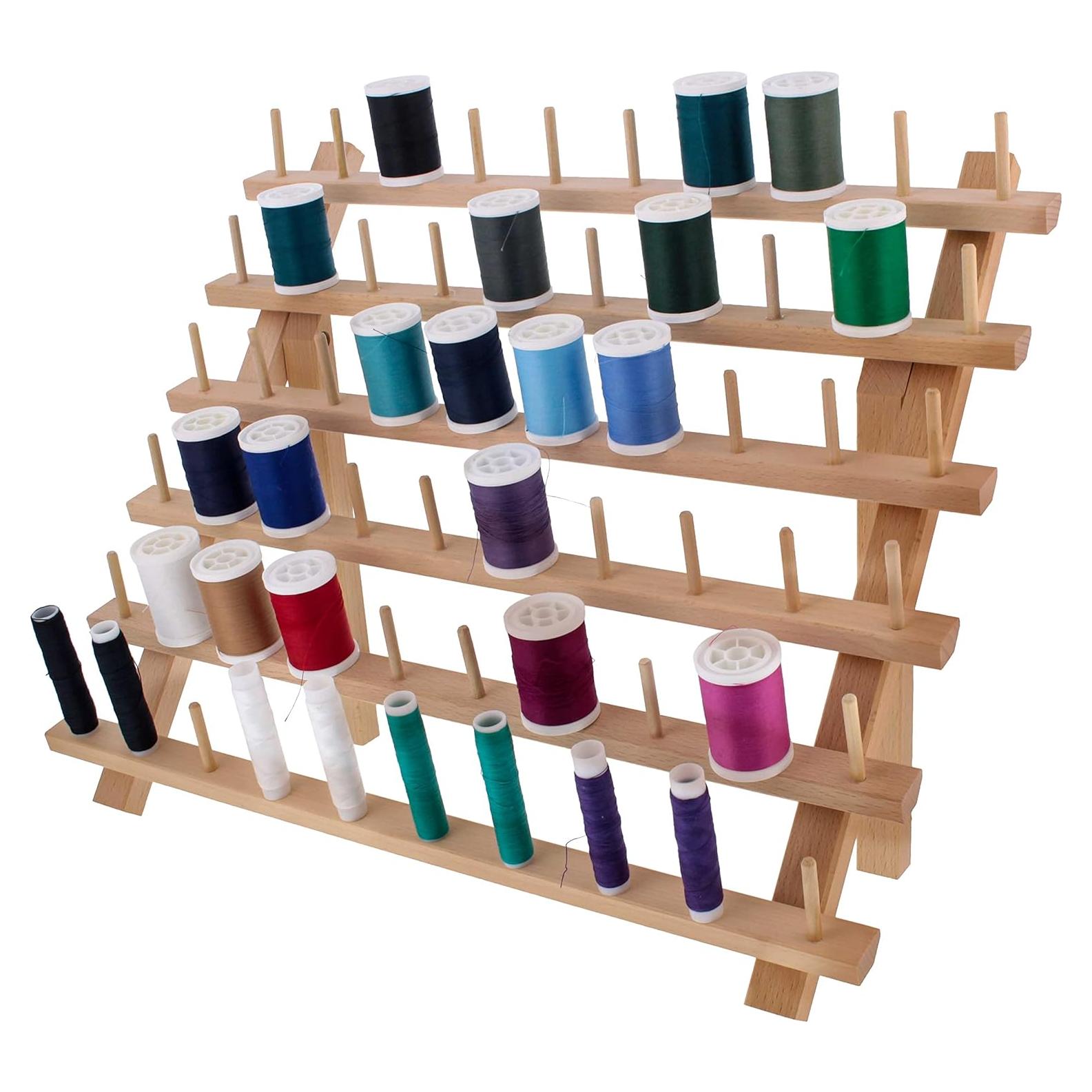 Soporte de Hilo Premium US Art Supply para 60 Bobinas de Madera
