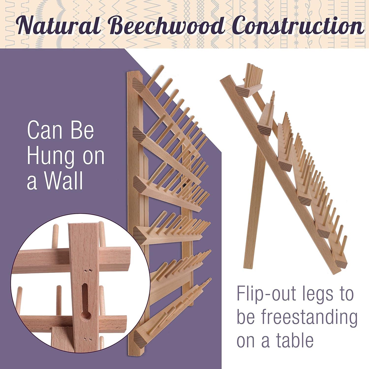 Soporte de Hilo Premium US Art Supply para 60 Bobinas de Madera