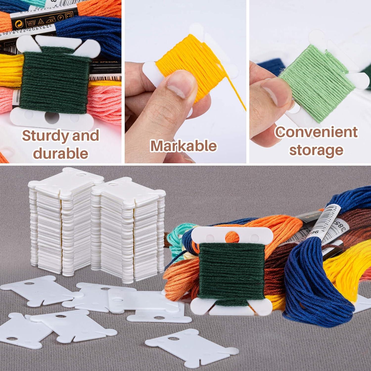 150 Organizadores de Hilo de Bordado Z-FlossBobbins Blancos