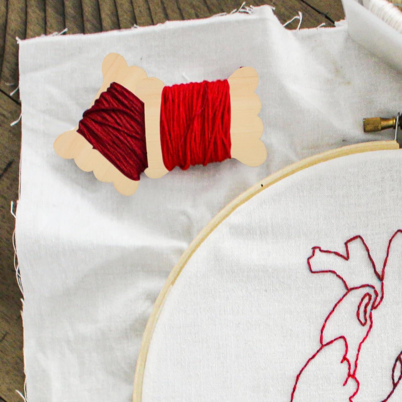 Organizador de Hilos de Bordado COHEALI 18pcs Madera Clara