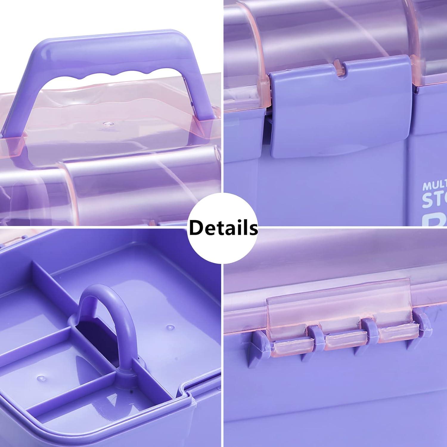 Caja Organizadora de Plástico Kinsorcai 28 cm Morado con Bandeja