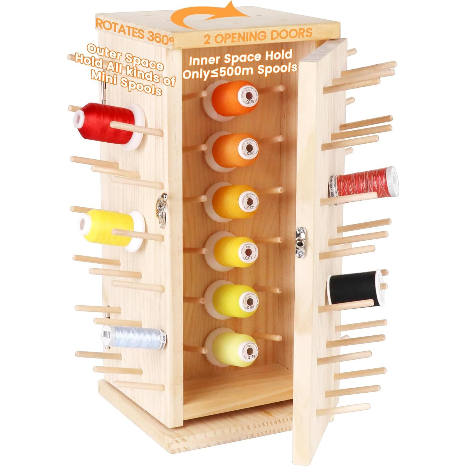 Soporte de Hilo de Madera Rotatorio 360° 129 Bobinas Nuevo brothread