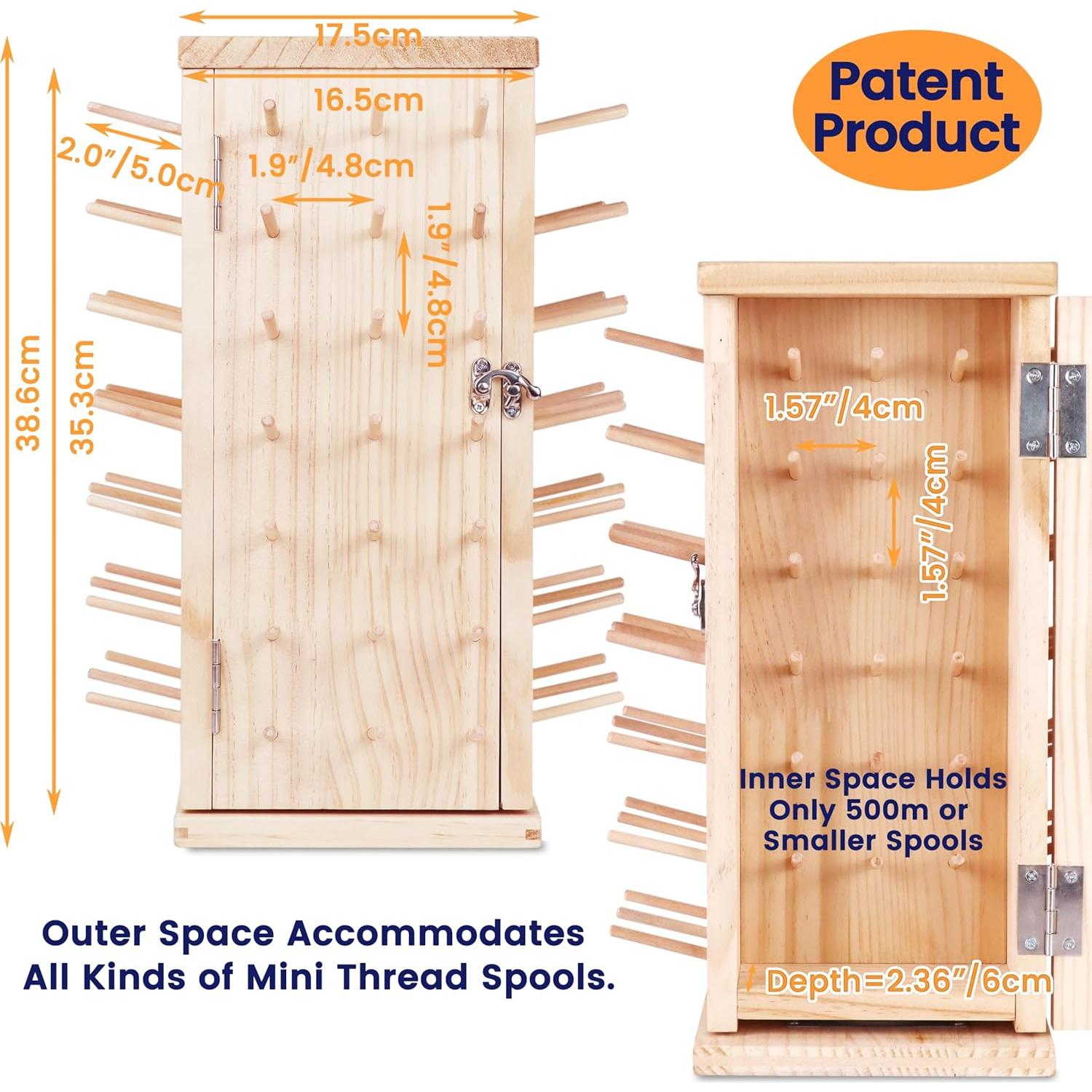 Soporte de Hilo de Madera Rotatorio 360° 129 Bobinas Nuevo brothread