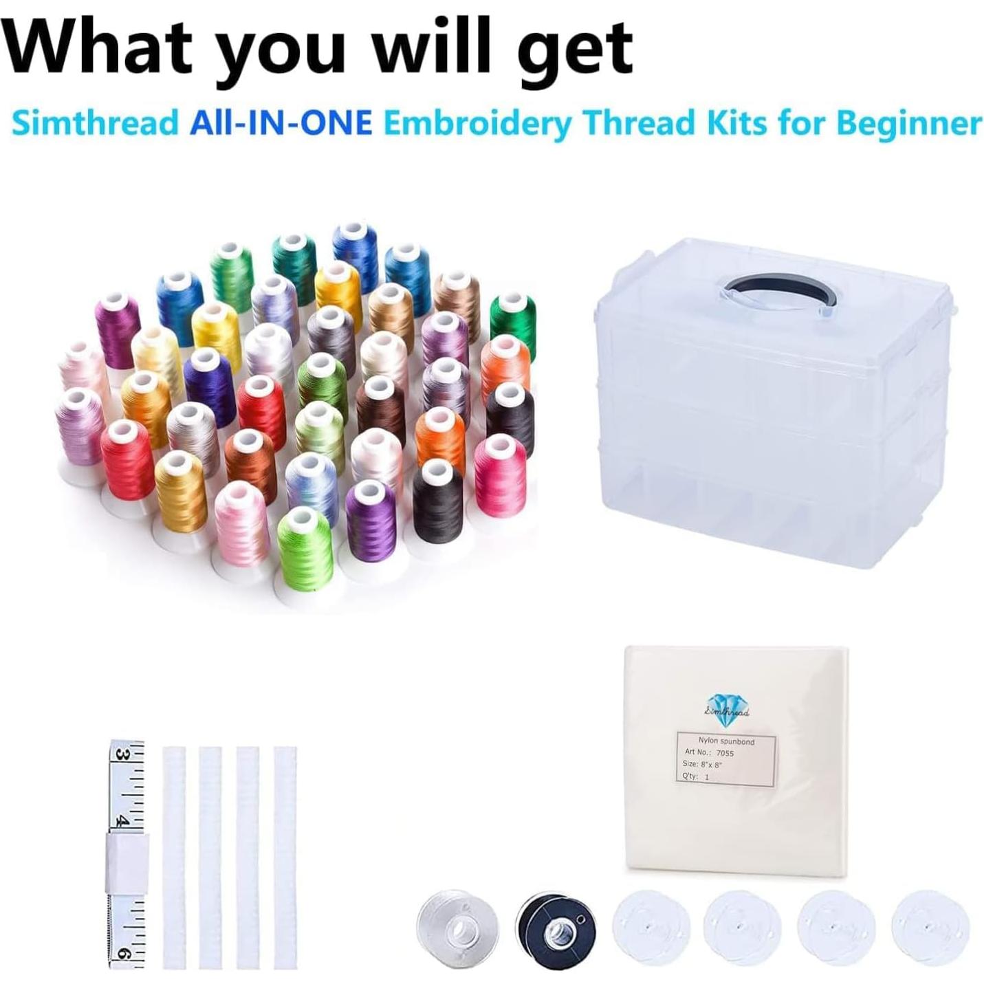 Kit de Hilo de Bordado Simthread 63 Colores 500m con Caja