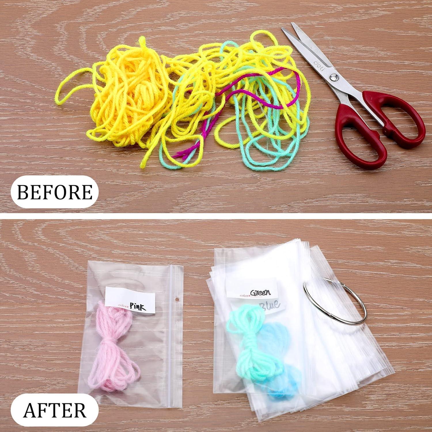 Bolsas Organizadoras de Hilo Geyee 200 Pcs con Anillos 5.08 cm