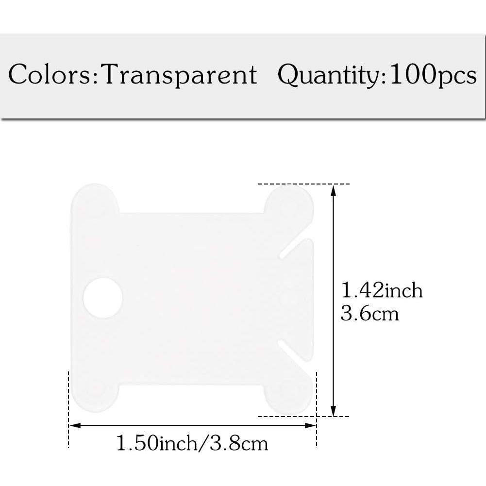 100 Bobinas de Hilo de Plástico Transparente LOKUNN 3.81x3.56cm