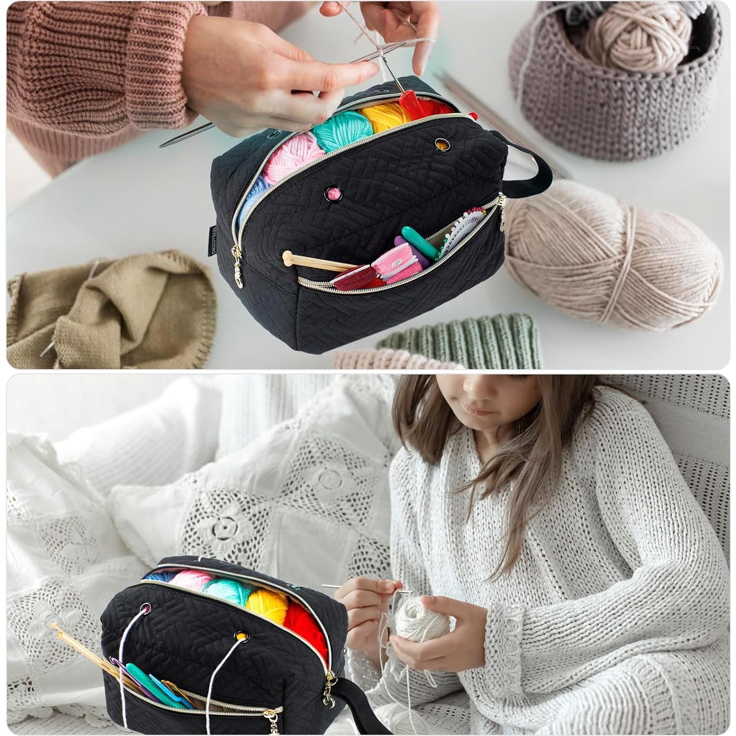 Organizador de Bolsa de Ganchillo MYBAGZING Pequeño 25.4cm Negro