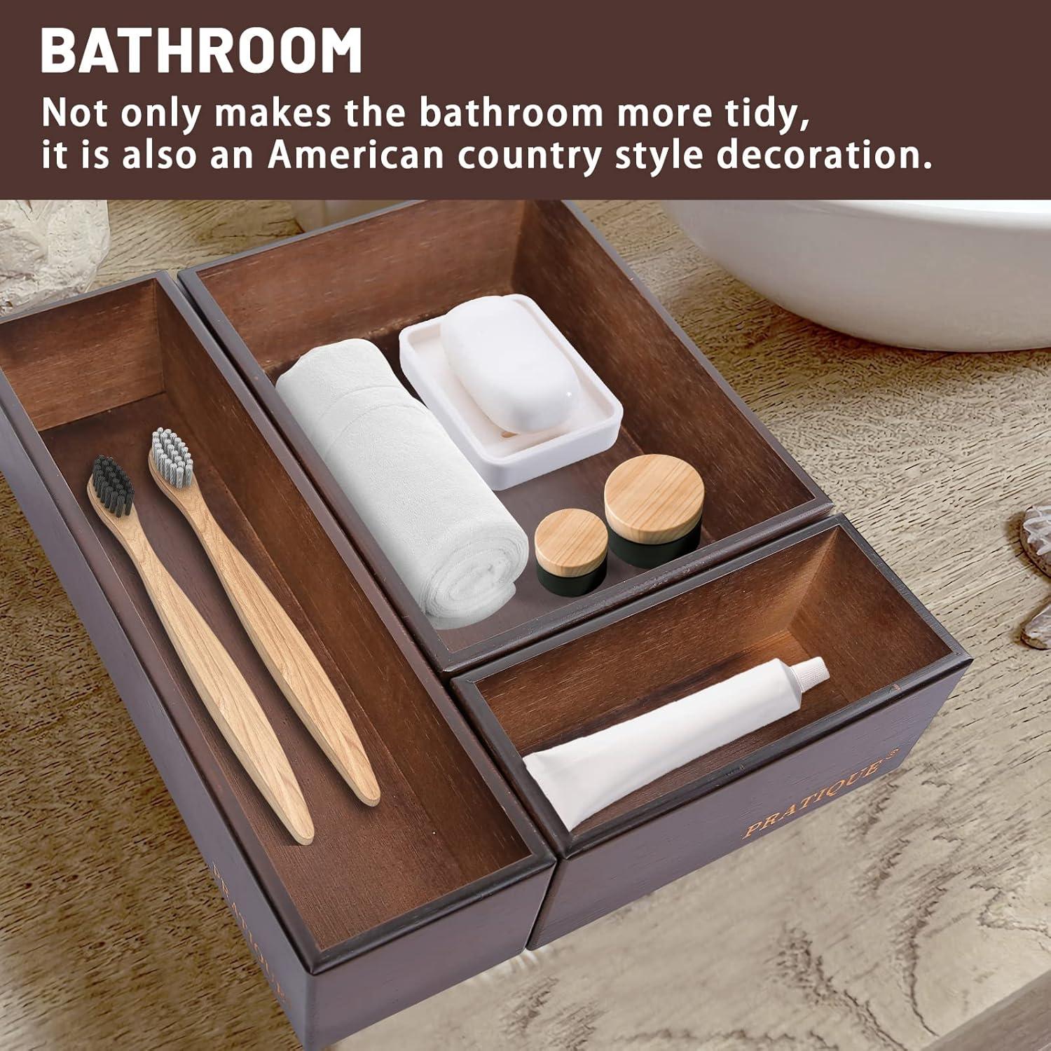 Organizador de Cajones de Bambú PRATIQUE 30.5x7.6x6.6 cm Marrón