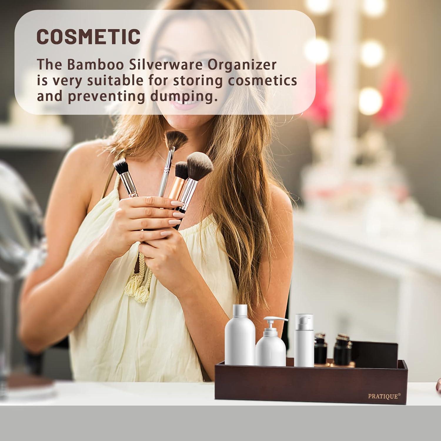 Organizador de Cajones de Bambú PRATIQUE 30.5x7.6x6.6 cm Marrón