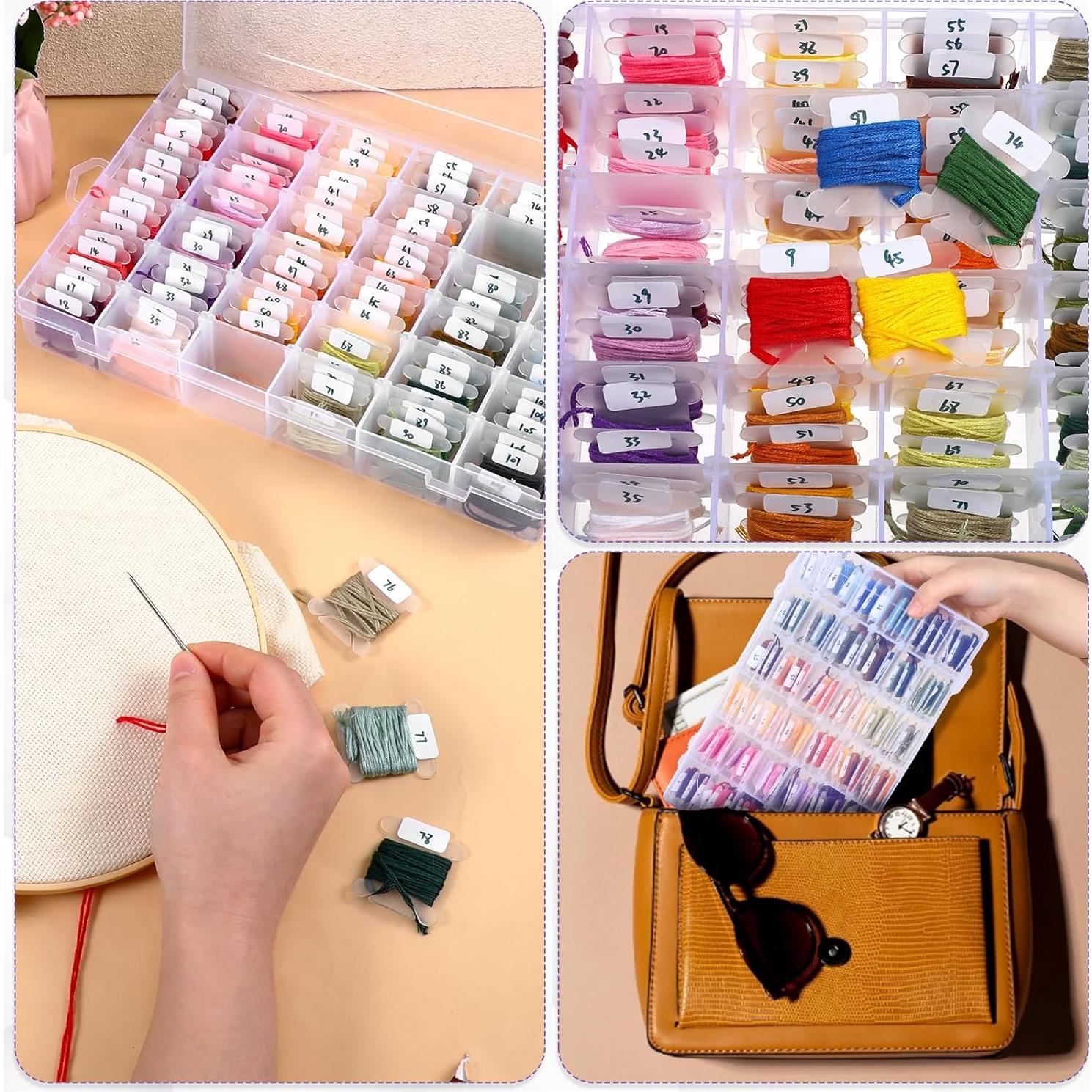 Organizador de Hilo de Bordado Meyeyaia - 2 Cajas con 36 Compartimentos