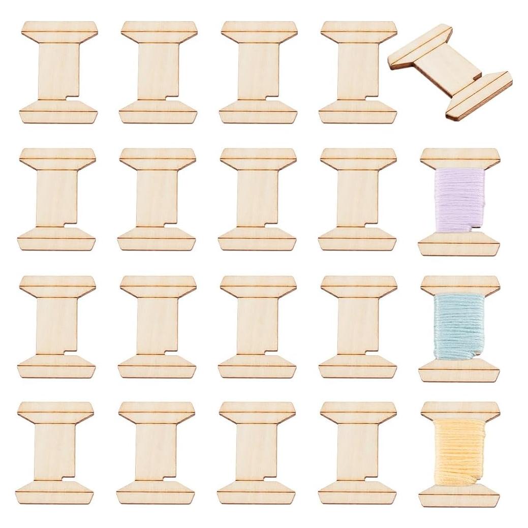 Organizador de Hilo Bobina PH PandaHall 20 Piezas Madera 3x4 cm