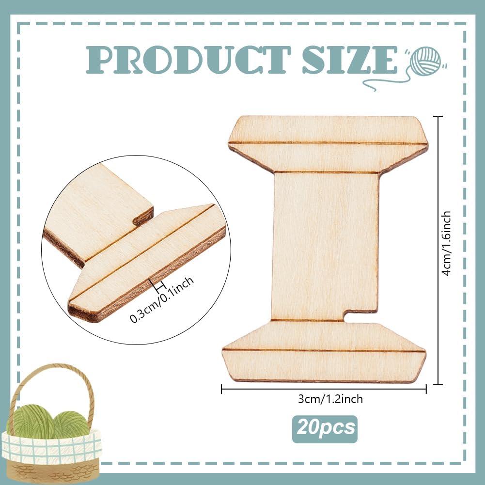 Organizador de Hilo Bobina PH PandaHall 20 Piezas Madera 3x4 cm