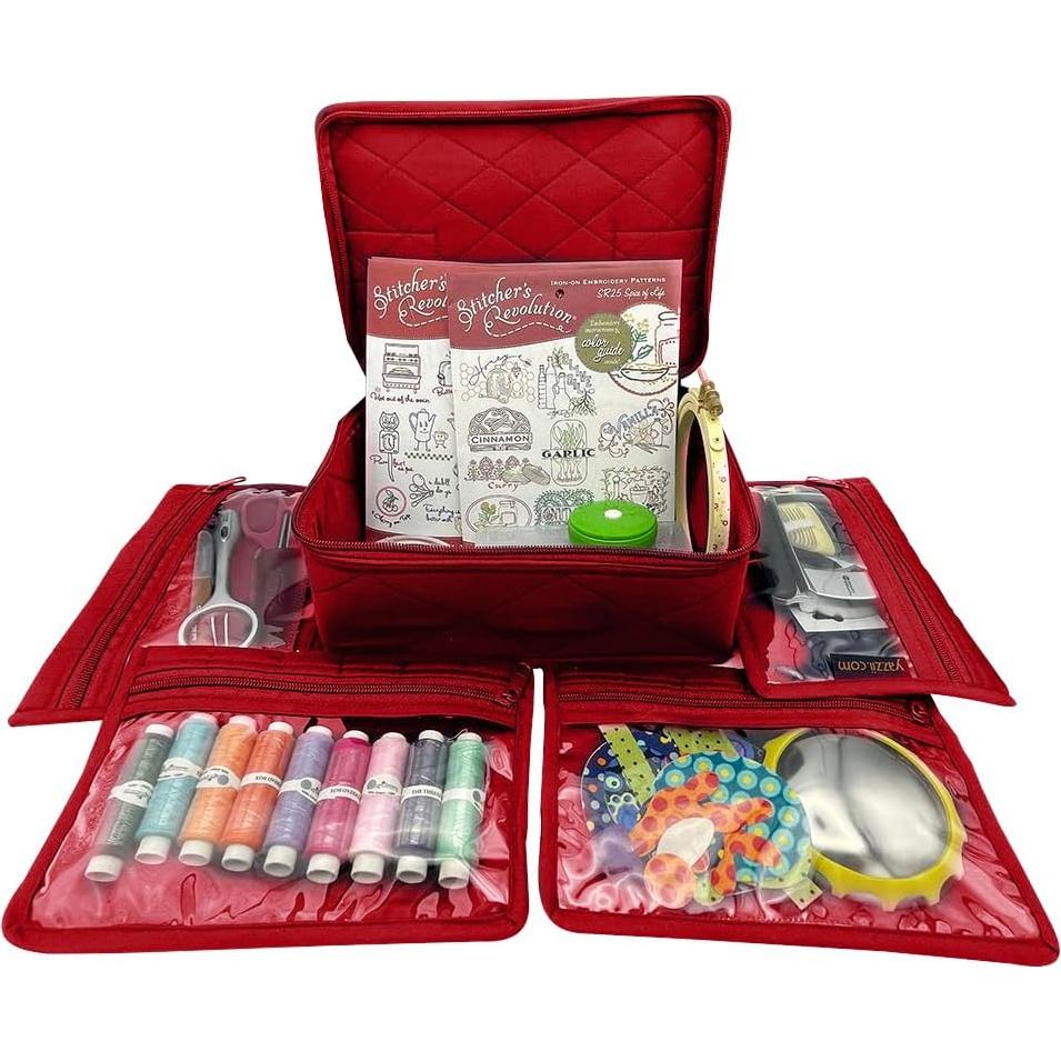 Bolsa Organizadora de Manualidades Yazzii 4 Bolsillos Rojo