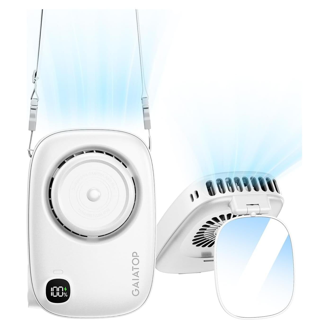 Ventilador de Cuello Gaiatop Blanco 3 Velocidades Espejo LED