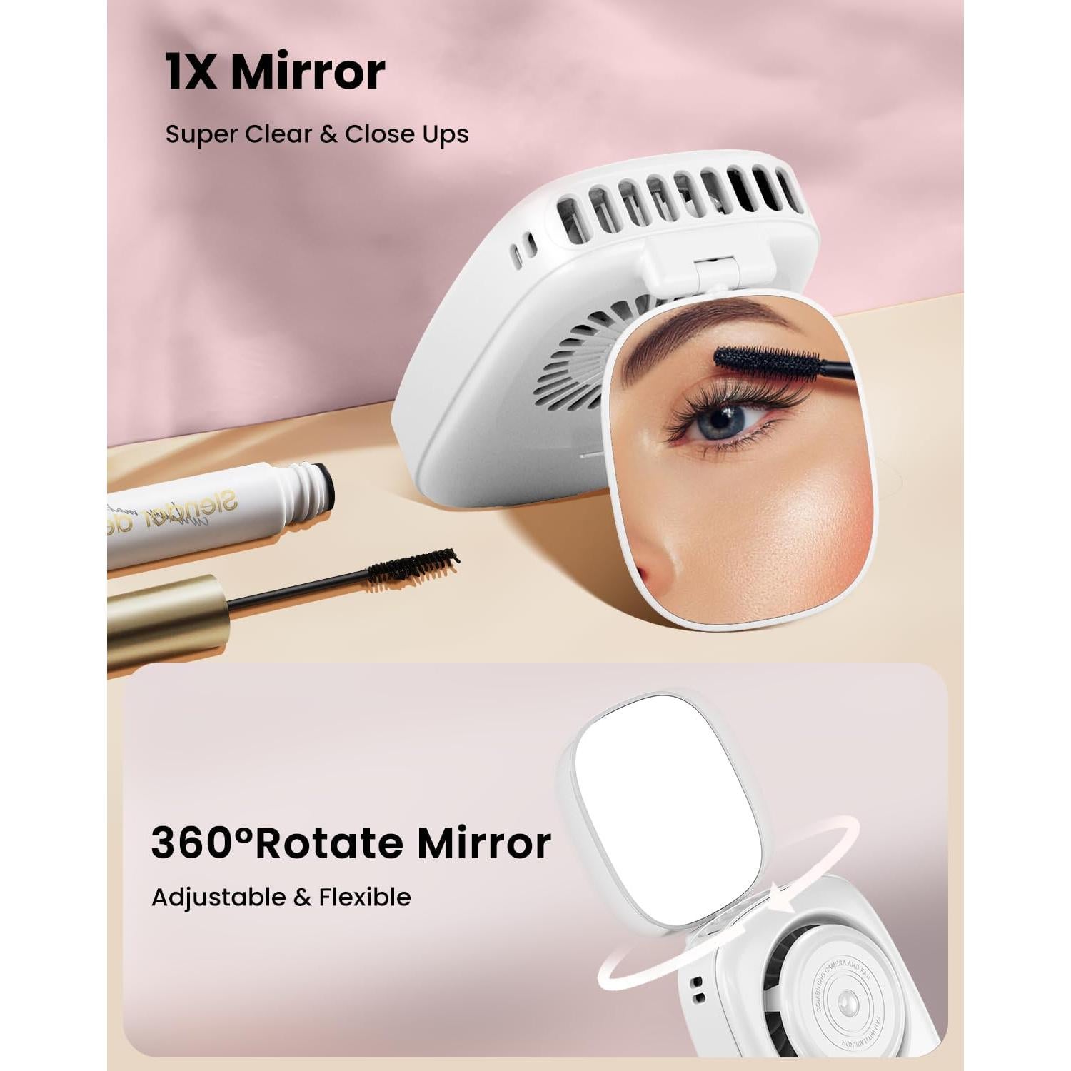 Ventilador de Cuello Gaiatop Blanco 3 Velocidades Espejo LED