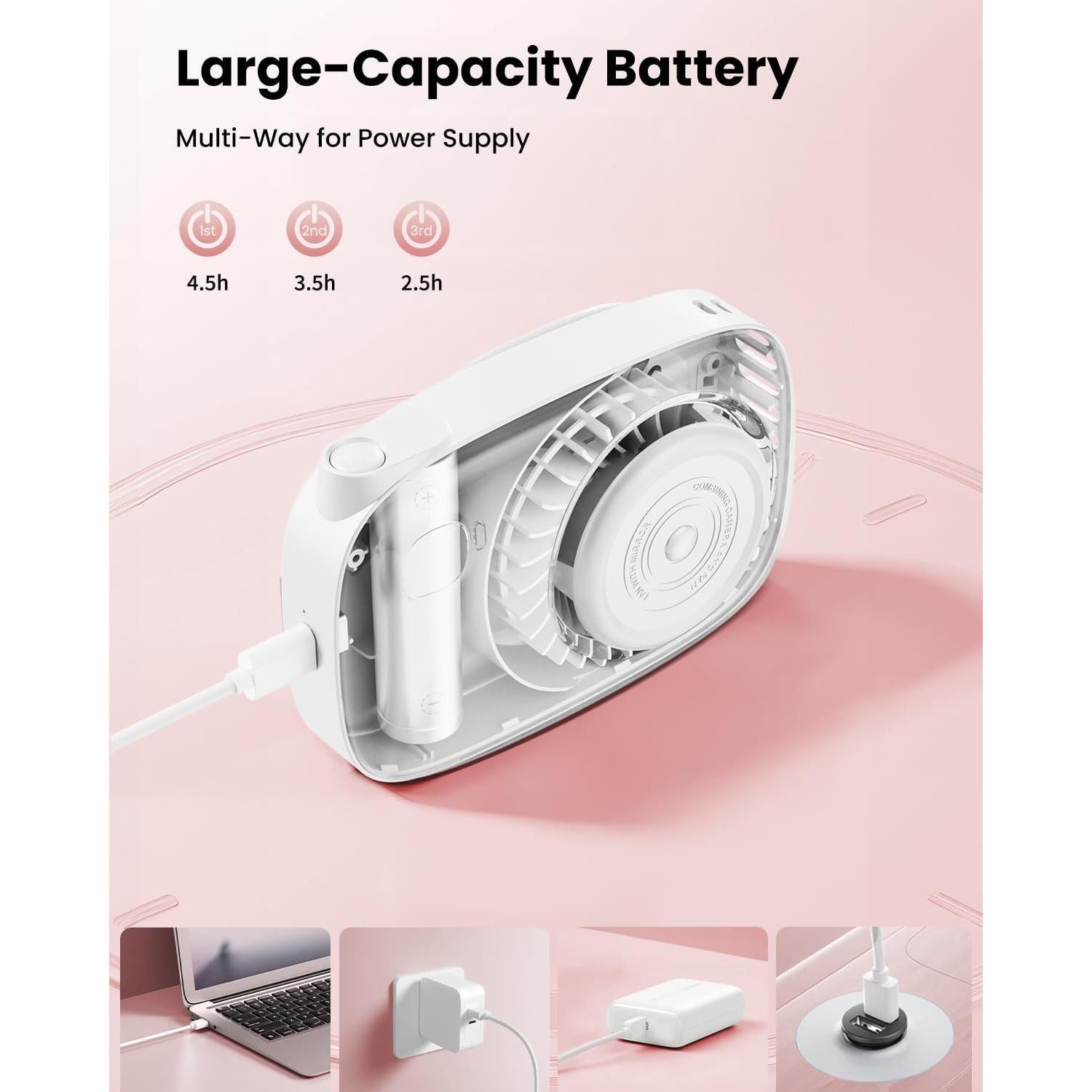 Ventilador de Cuello Gaiatop Blanco 3 Velocidades Espejo LED