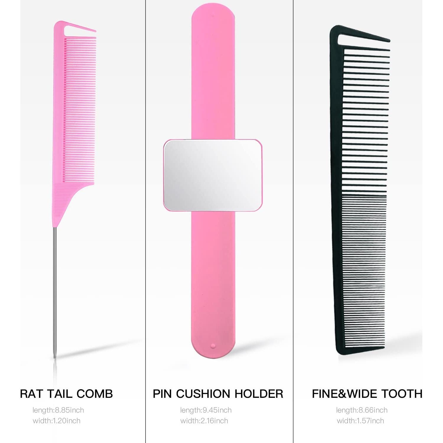 Juego de Peines para Estilizar HERRY-US 9 Piezas Rosa