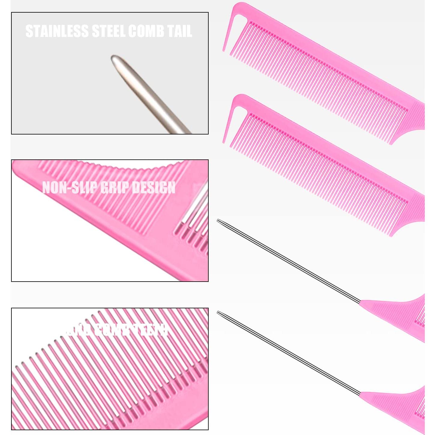 Juego de Peines para Estilizar HERRY-US 9 Piezas Rosa