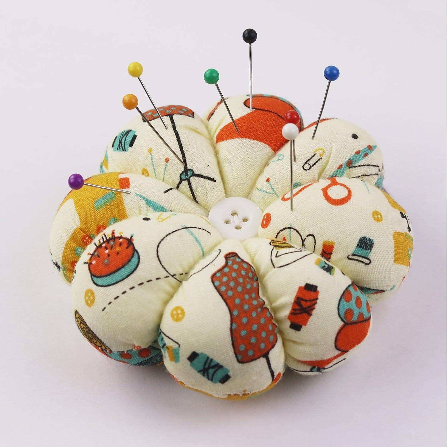 D&D Wrist Pin Cushion Pumpkin Pin Cushion Wearable Pincushions for Needles Pins Holder - Sewing Pattern Beige