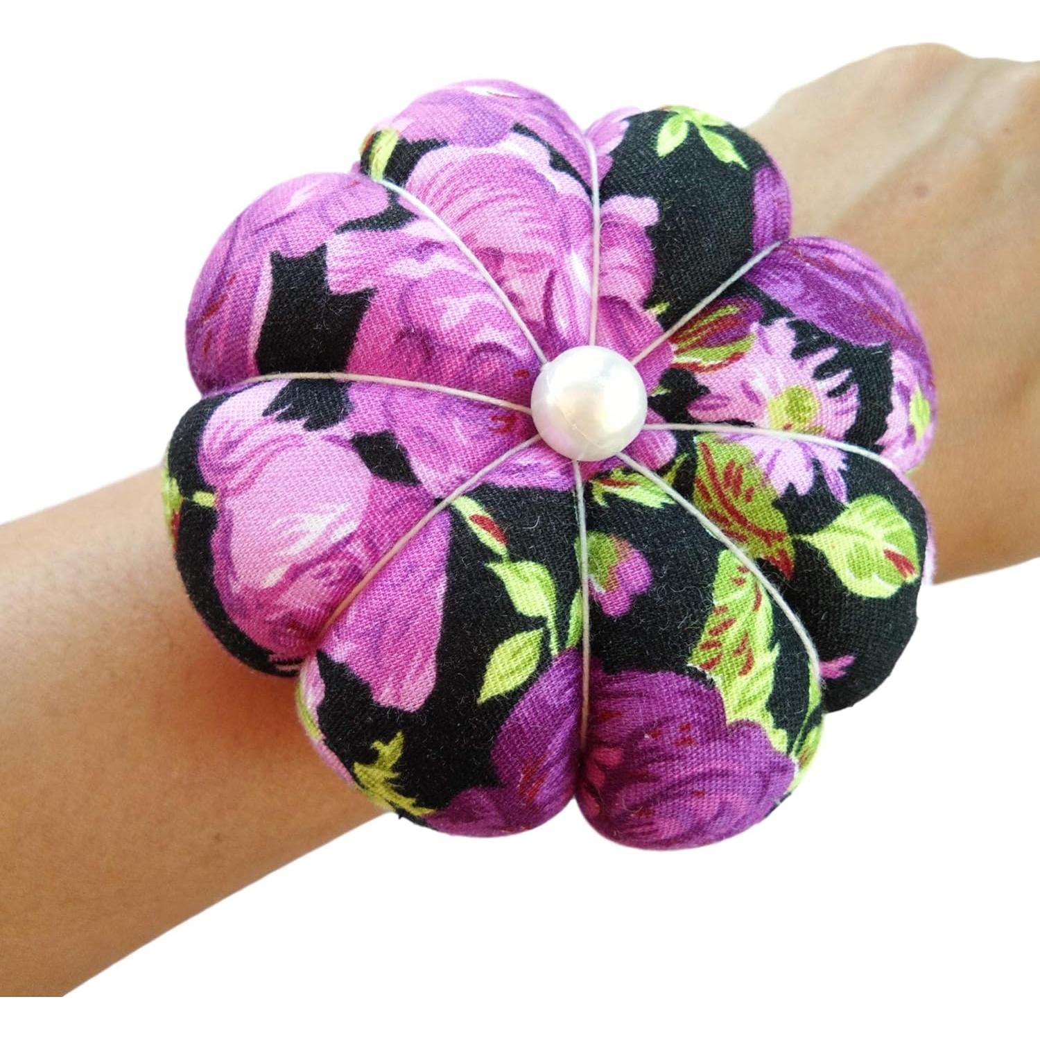 Almohadilla de Agujas CUSHYSTORE Floral Ajustable para Muñeca 8.26cm