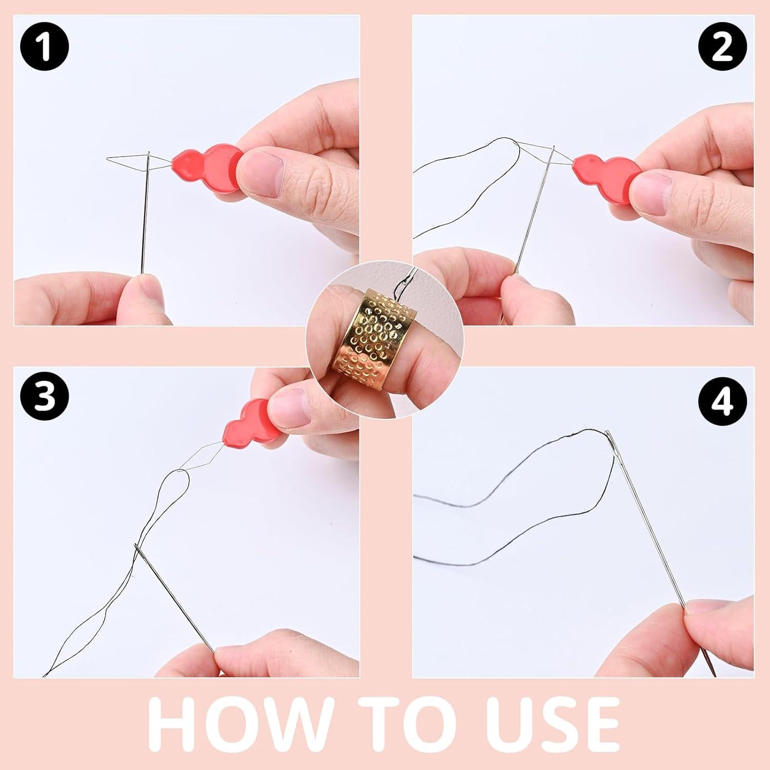 Set de 40 Agujas de Coser L'EclatDina Ojo Grande Acero Inoxidable