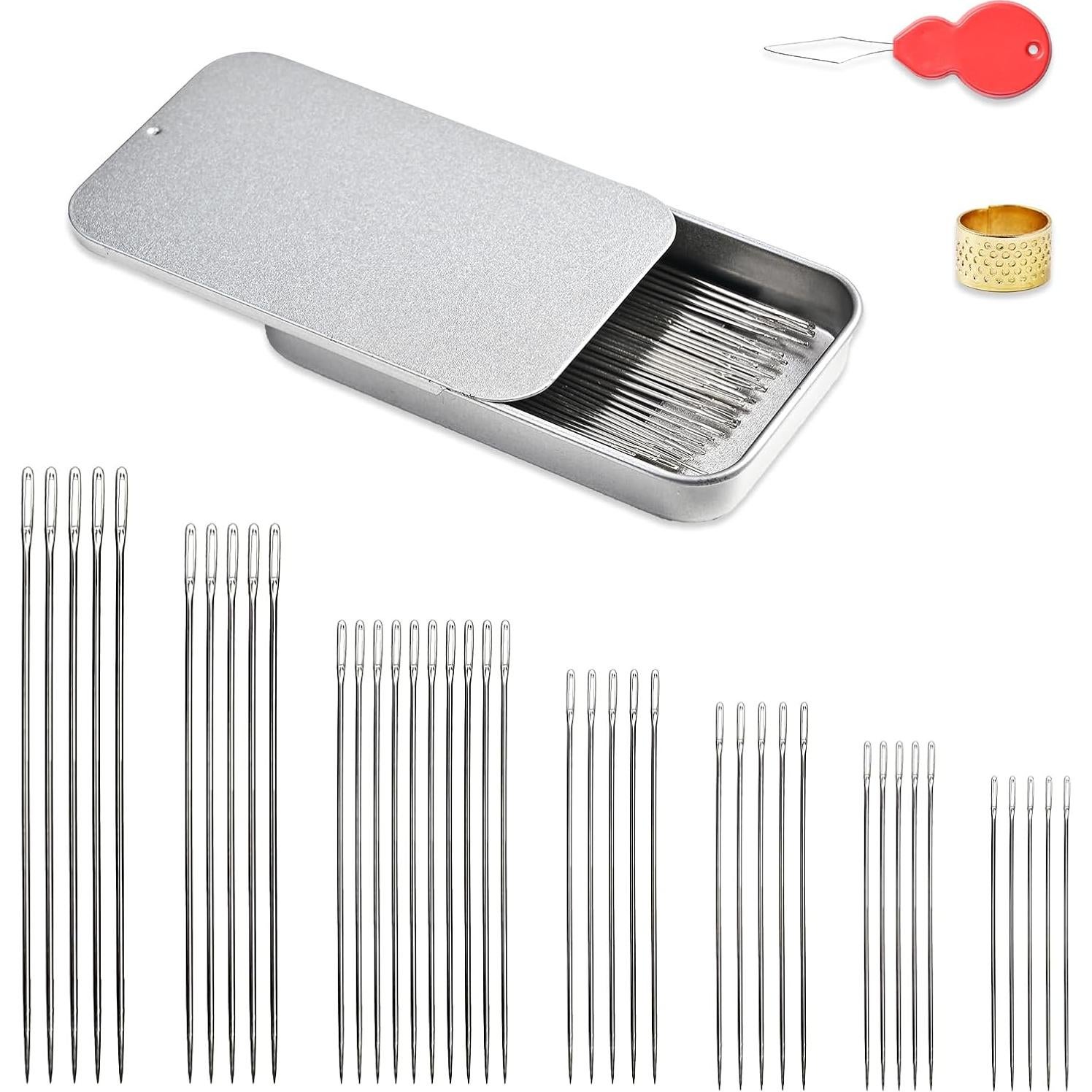 Set de 40 Agujas de Coser L'EclatDina Ojo Grande Acero Inoxidable