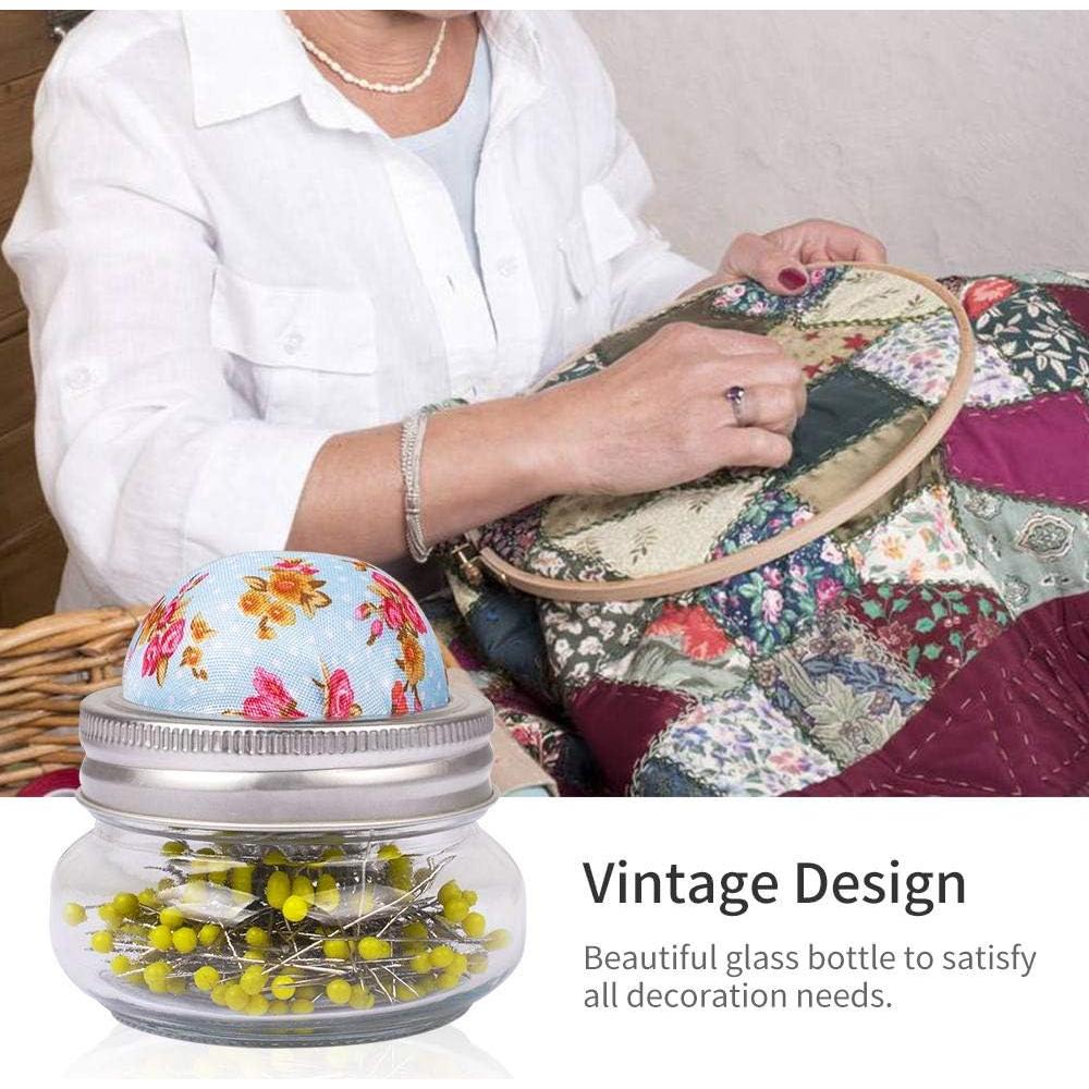 Alfileres de Costura eZAKKA con Almohadilla y Frasco de Vidrio 200 Piezas