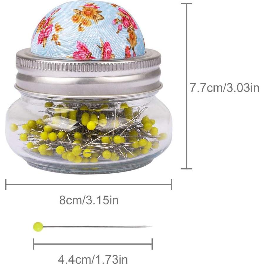 Alfileres de Costura eZAKKA con Almohadilla y Frasco de Vidrio 200 Piezas