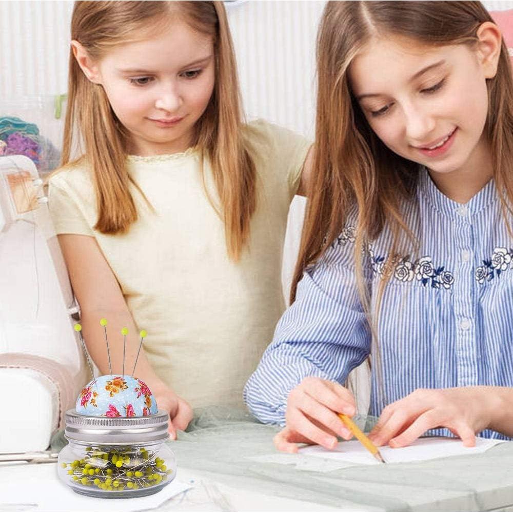 Alfileres de Costura eZAKKA con Almohadilla y Frasco de Vidrio 200 Piezas