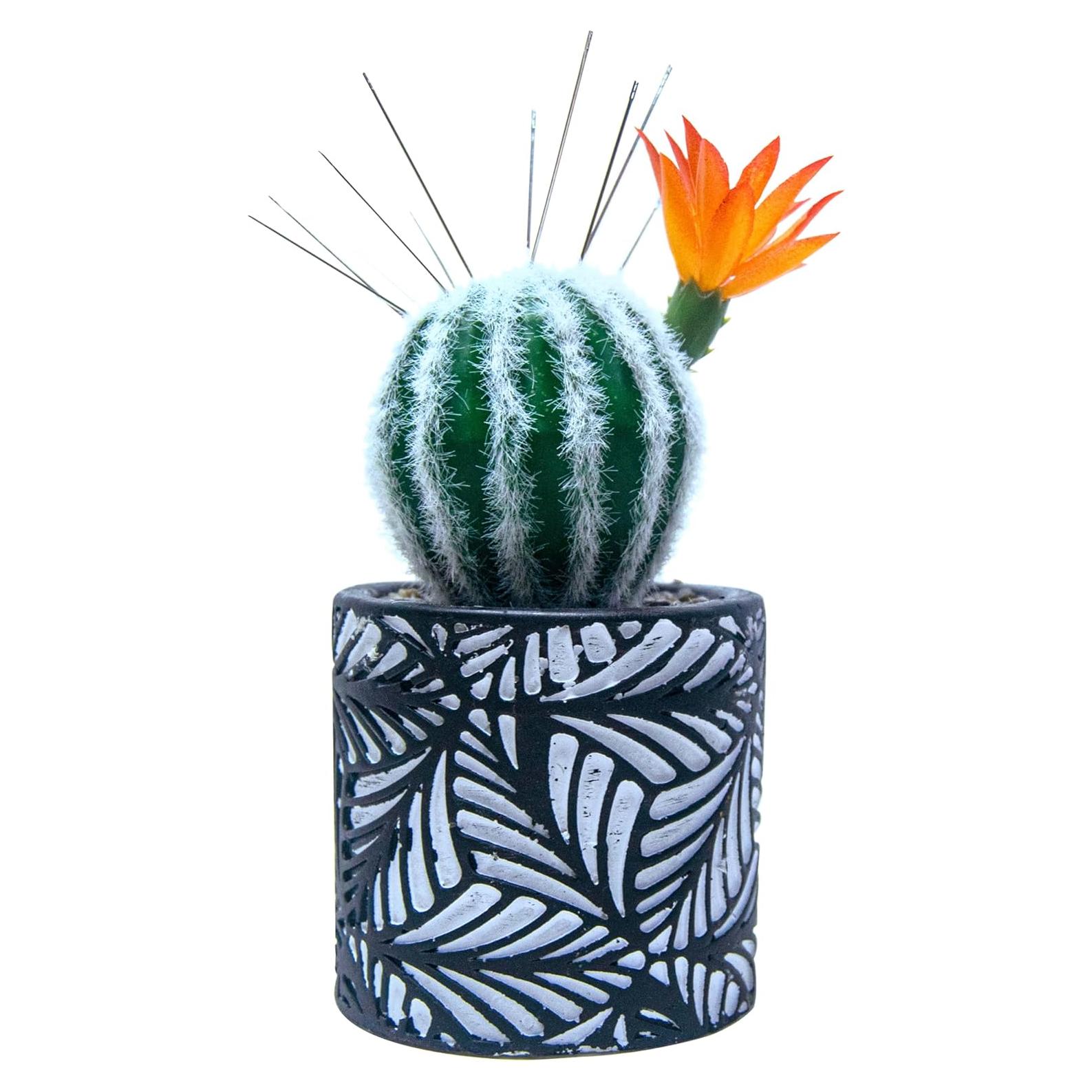 Pincushion de Cactus July-Tech con Jarrón Cerámica 17.8x7.6cm