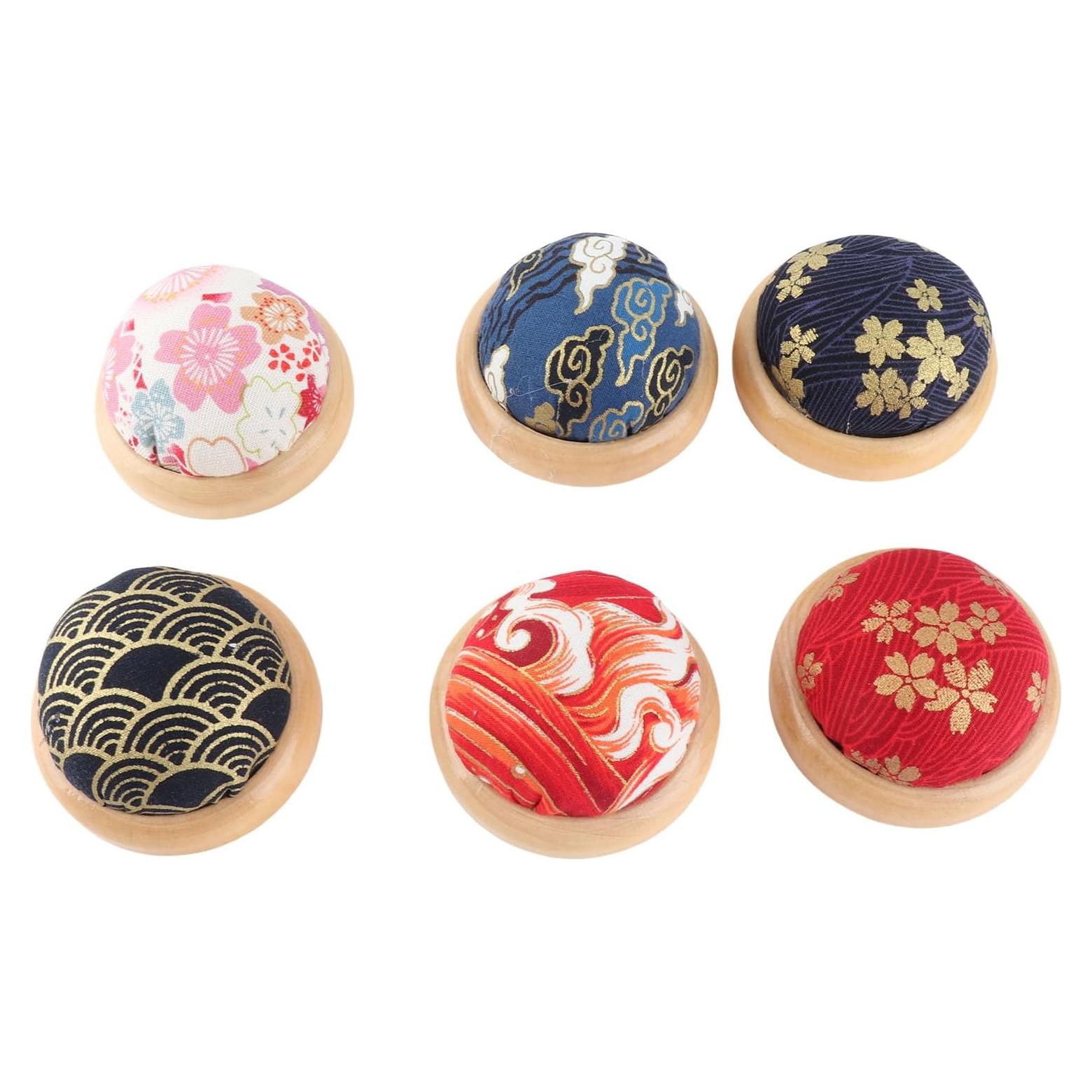 6 Almohadillas Redondas para Alfileres Pssopp con Base de Madera