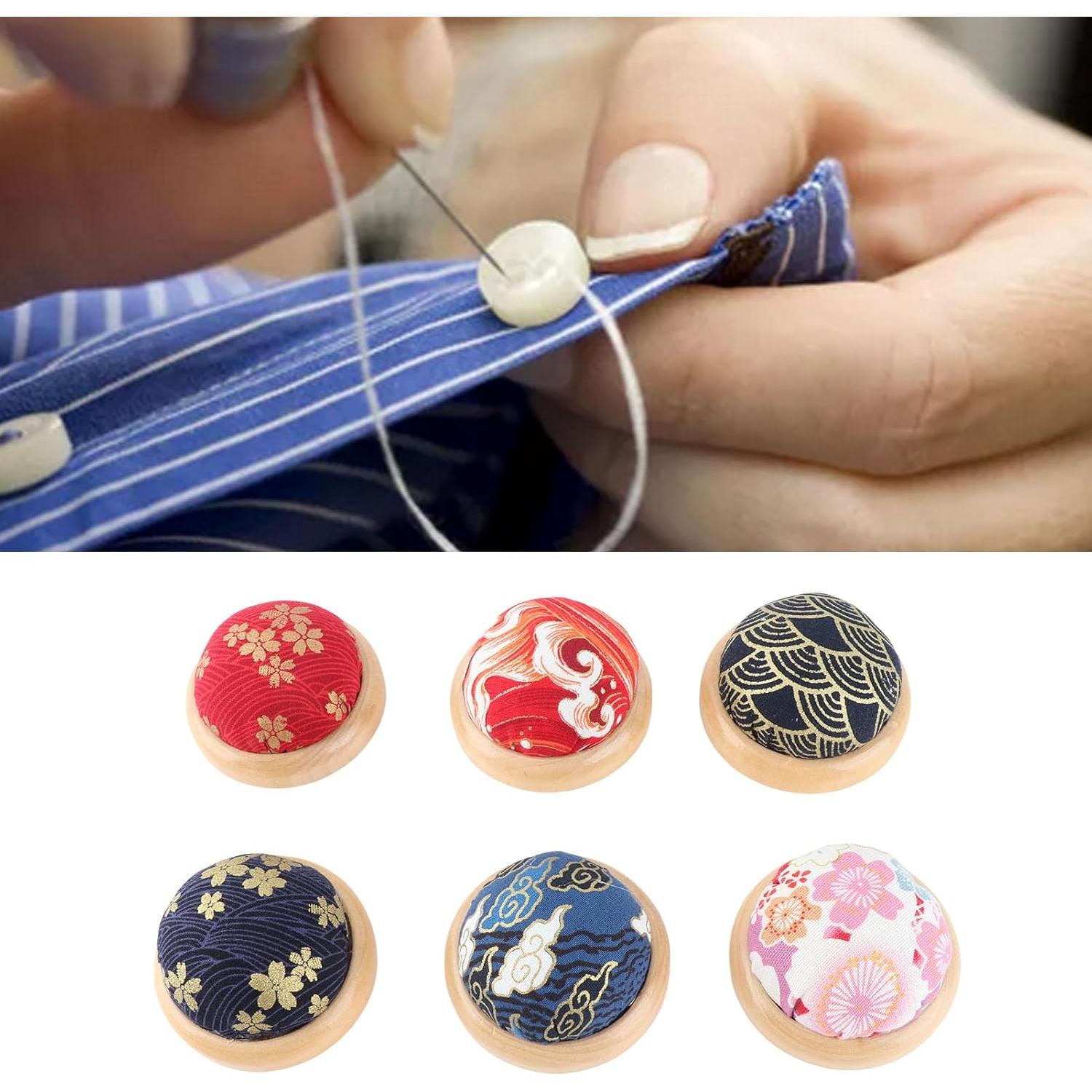 6 Almohadillas Redondas para Alfileres Pssopp con Base de Madera