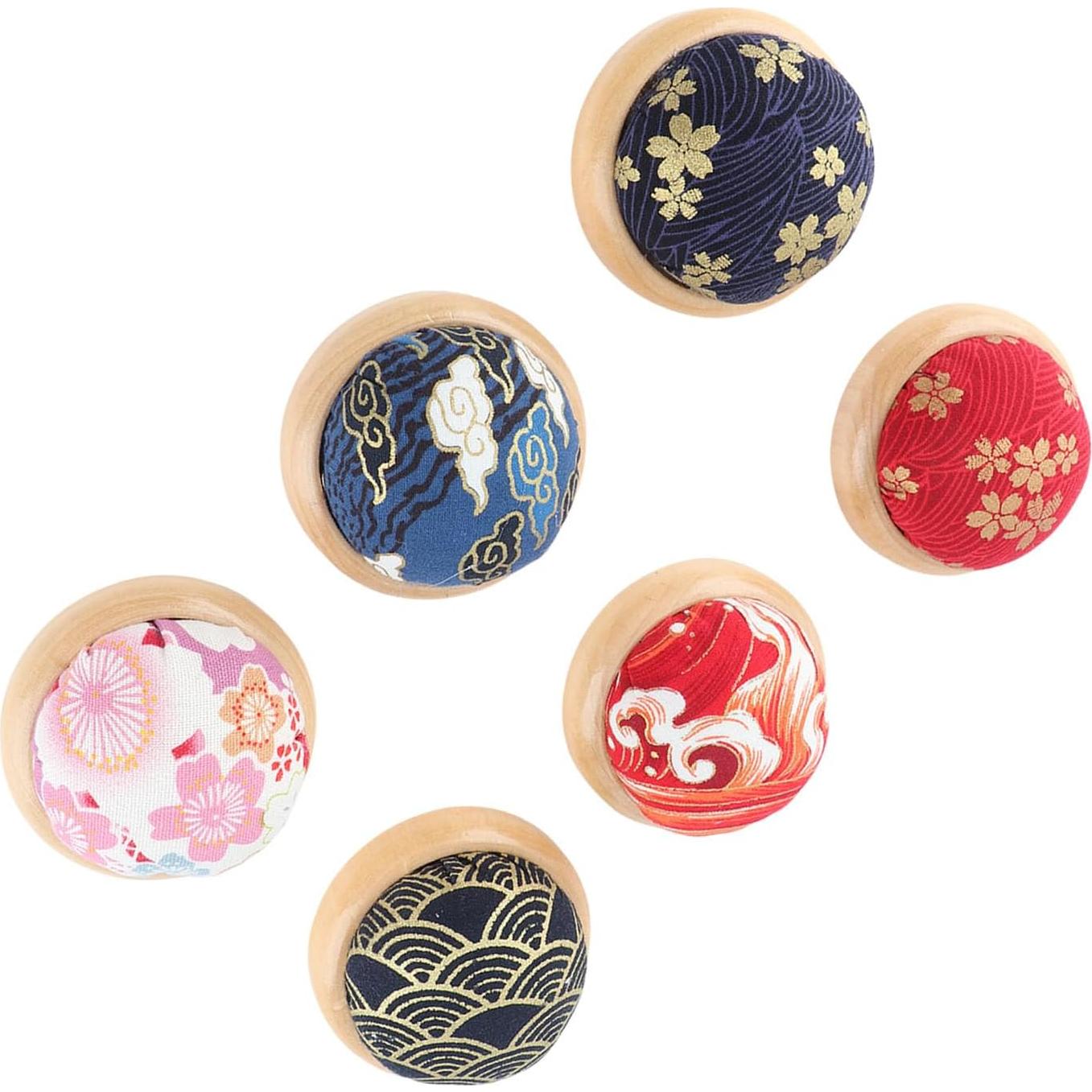 6 Almohadillas Redondas para Alfileres Pssopp con Base de Madera