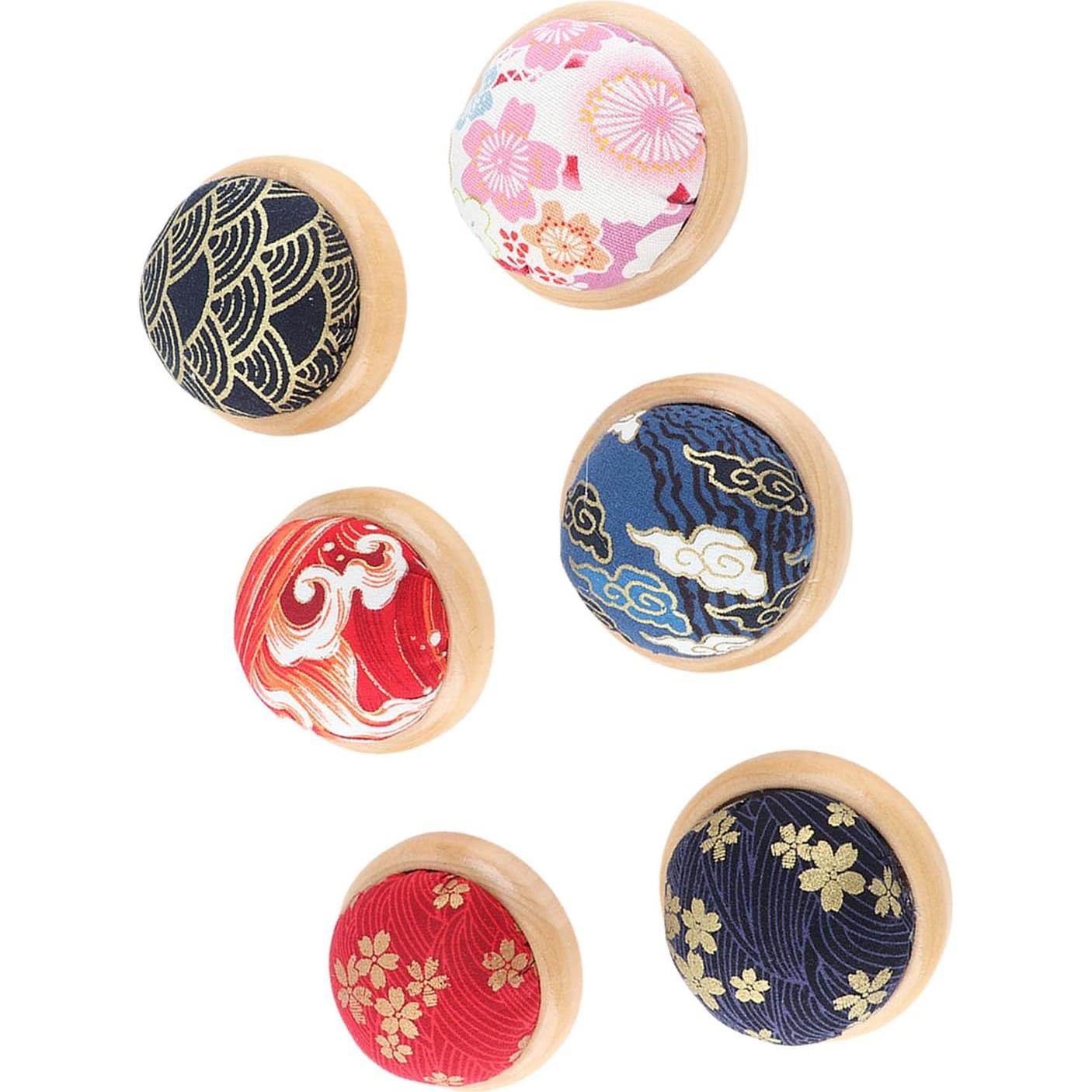 6 Almohadillas Redondas para Alfileres Pssopp con Base de Madera