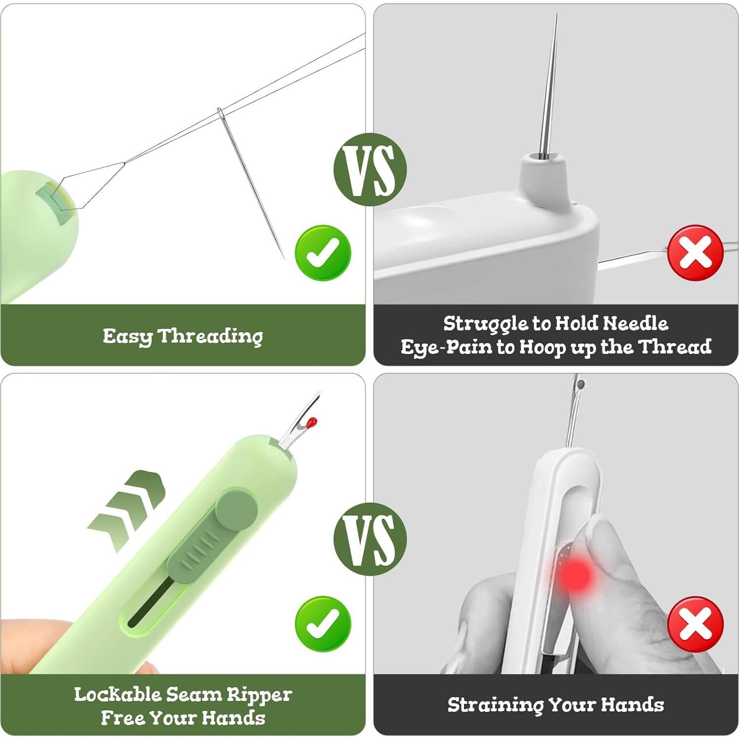 Kit de Costura 3-en-1 FUTUREERA con Enhebrador y Desgarrador