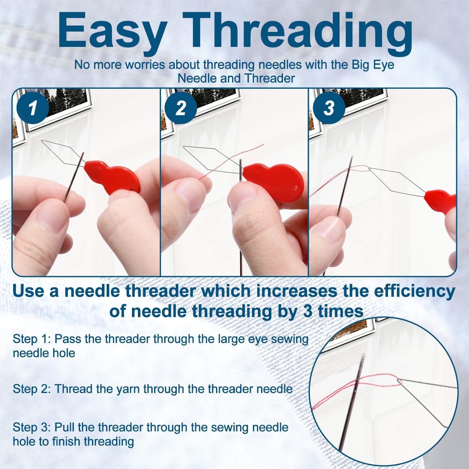 30 Agujas de Coser CooBigo Ojo Grande 6.03 cm Acero Inoxidable