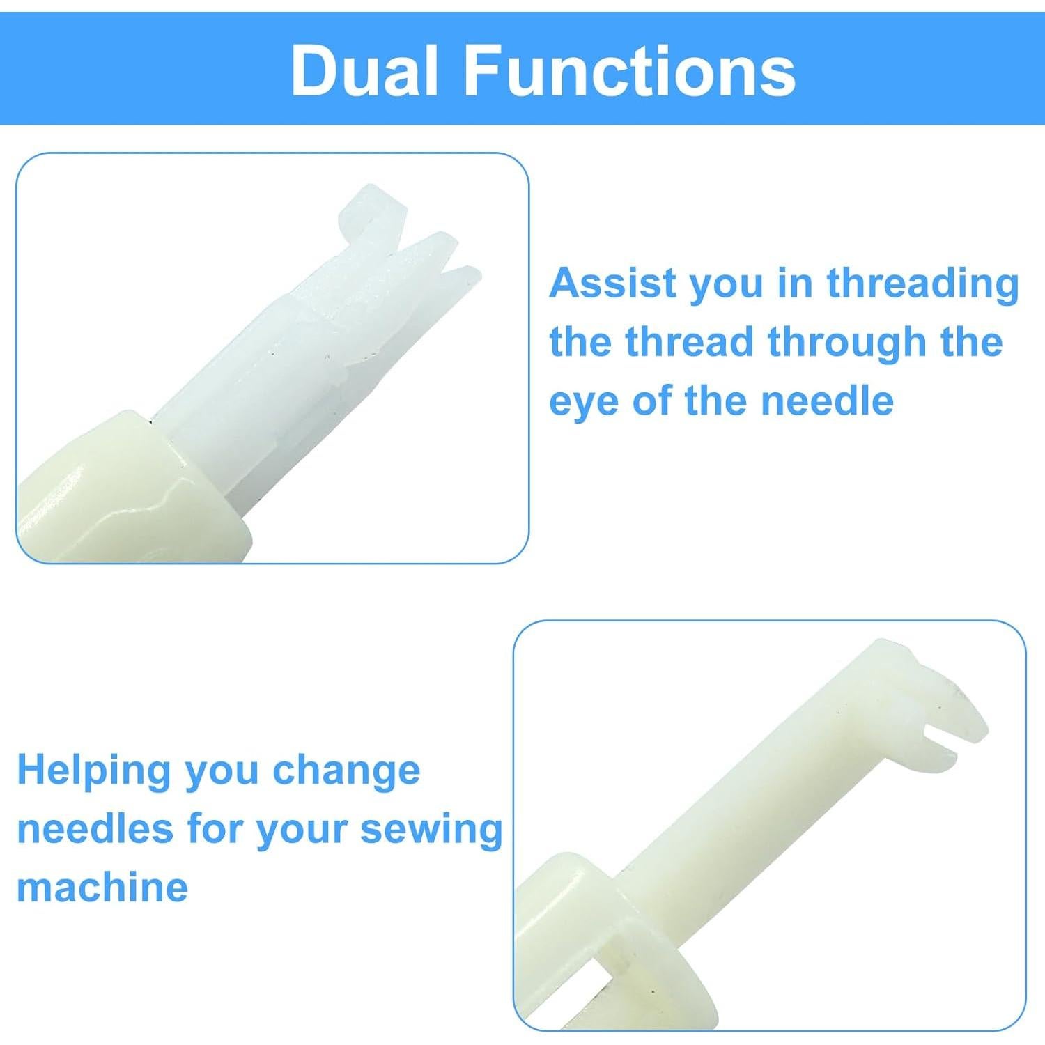 HARSKIYER 4 Pieces Sewing Needle Inserter, White Automatic Needle Threader Easy Needle Threader Tool Thread Needle Helper for Sewing Machine