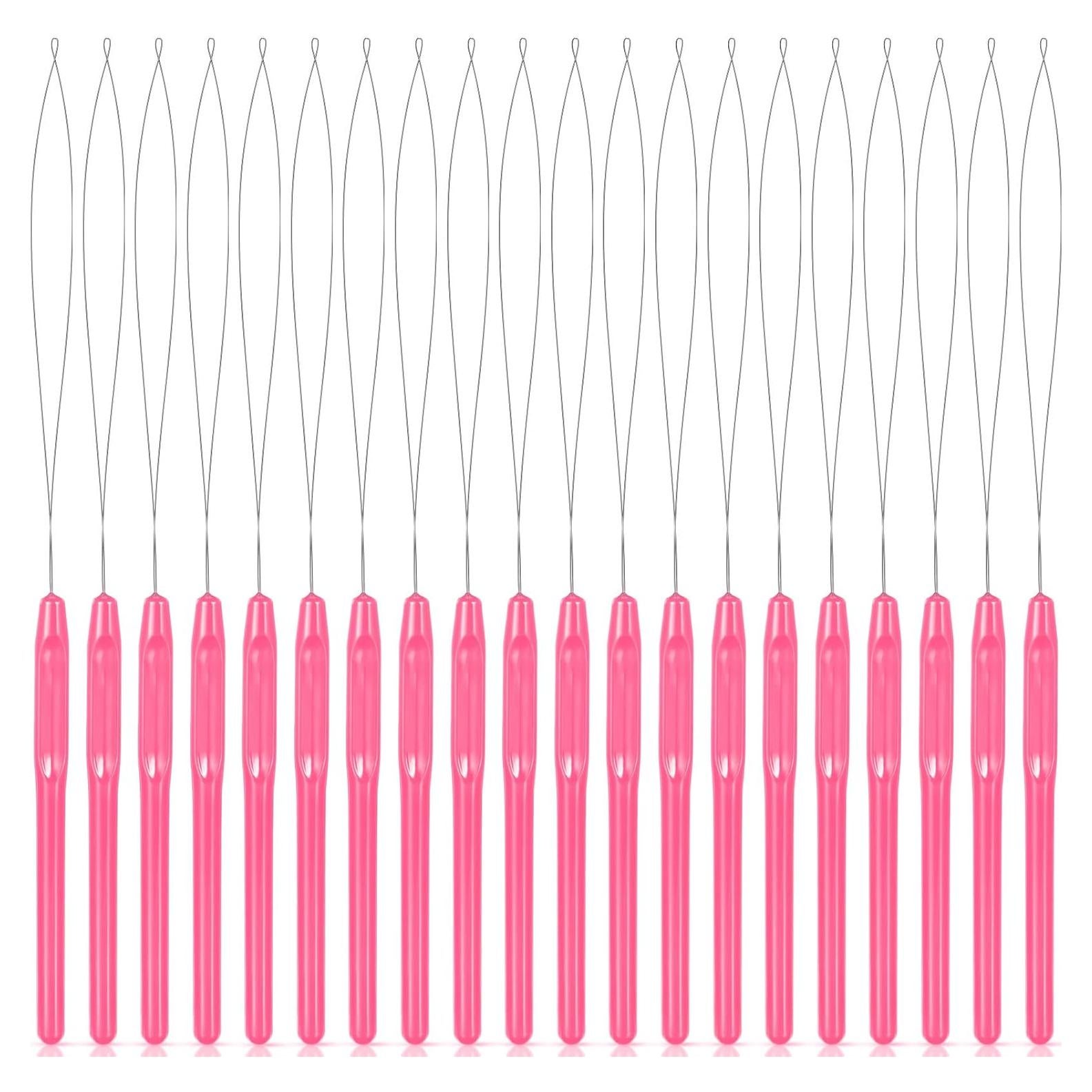 20 Agujas de Bucles Rosa Chuangdi para Extensiones de Cabello